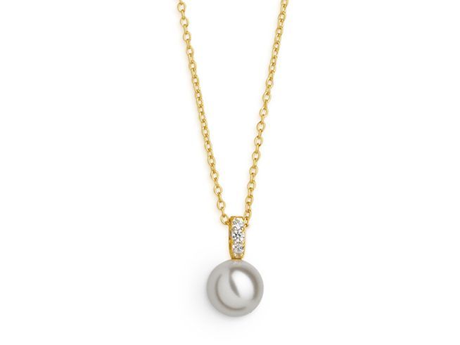 Elegante Xenox Sterling Silber Kette XS5194G in 40-45 cm mit PEARL DREAMS, vergoldeter Karreekette und einer stilvollen Perle als Anhänger, ideal für schicke Anlässe.