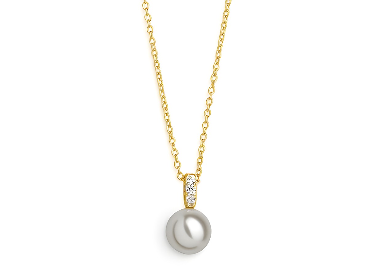 Elegante XENOX Sterling Silber Kette XS5194G in 40-45 cm mit PEARL DREAMS, vergoldeter Karreekette und einer stilvollen Perle als Anhänger, ideal für schicke Anlässe.