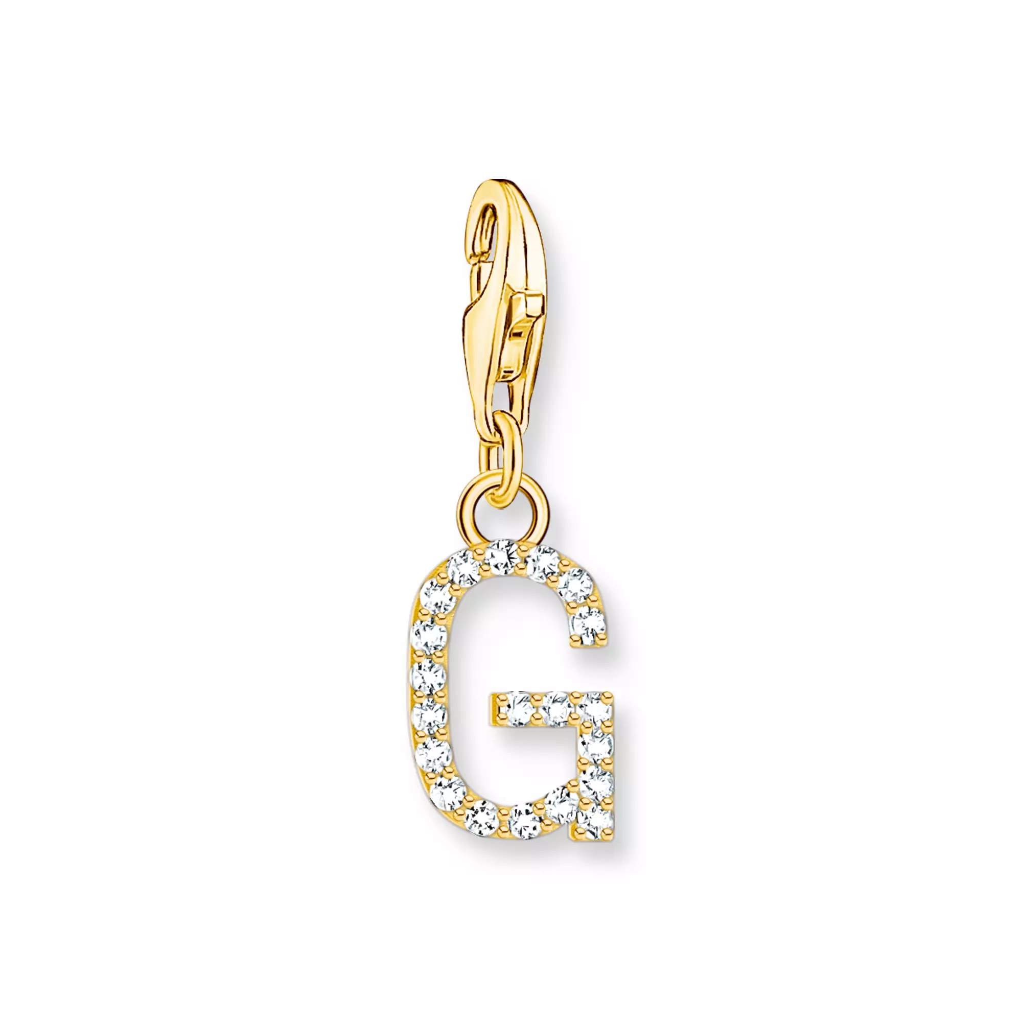 Thomas Sabo Charm-Anhänger - funkelnder Buchstabe G - Silber Gelbgold verg. & Zirkonia - Weiß