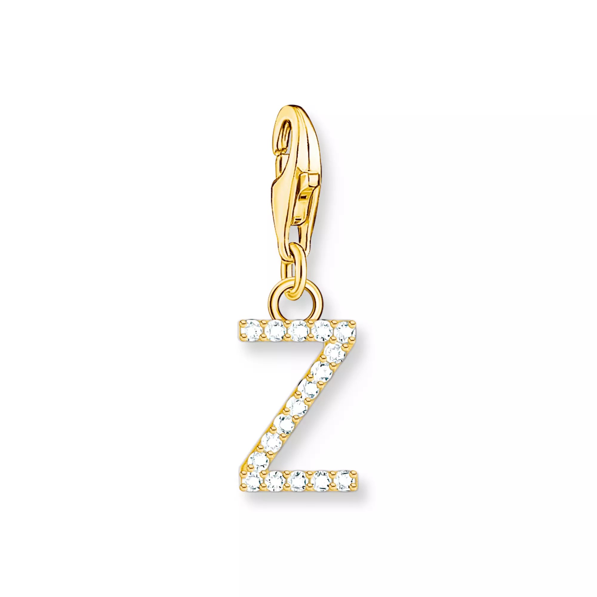 Thomas Sabo Charm-Anhänger - funkelnder Buchstabe Z - Silber Gelbgold verg. & Zirkonia - Weiß