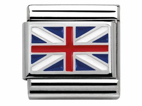 Nominierung Classic 330207 04 britische Flagge Bandiere, ein elegantes Ornament mit dem Design der Union Jack in bunten Emalefarben auf einer stilvollen Metallbasis.