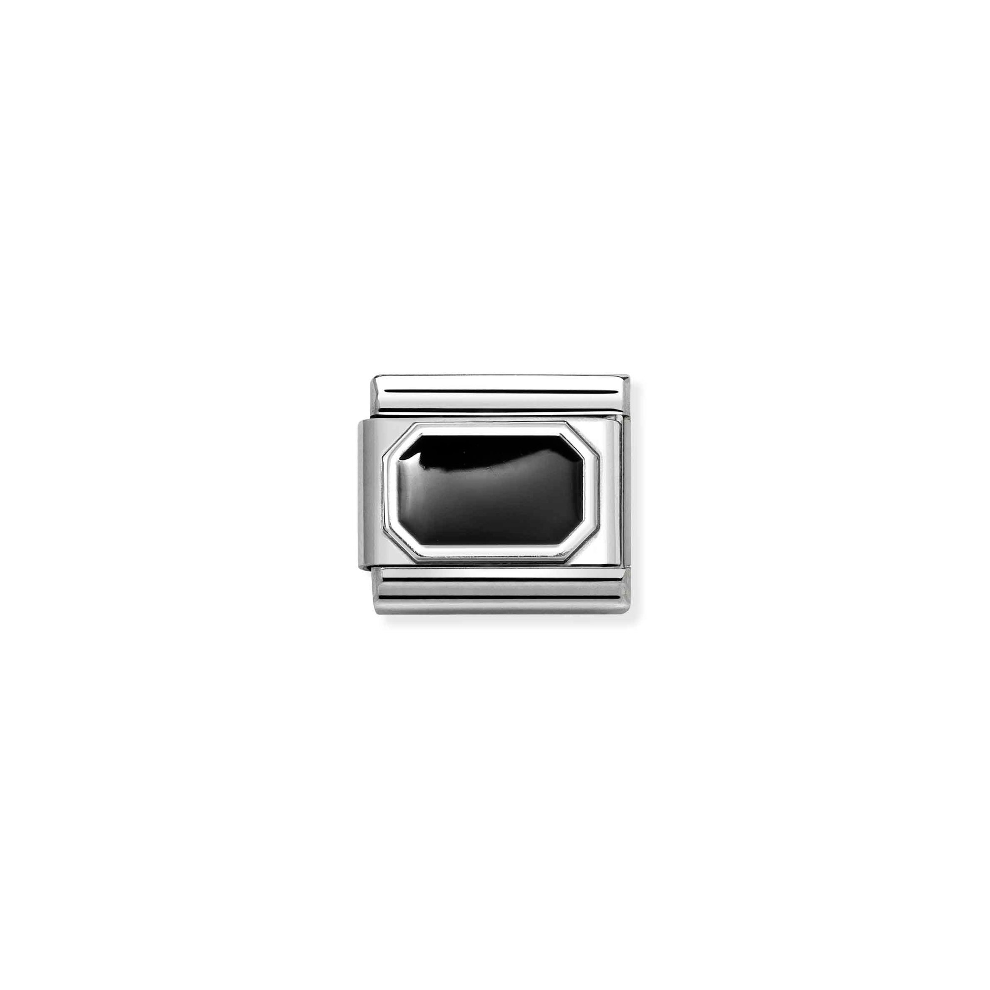 Nomination Composable Classic Charm Rechteck schwarz - Edelstahl, Silber 925, Emaille