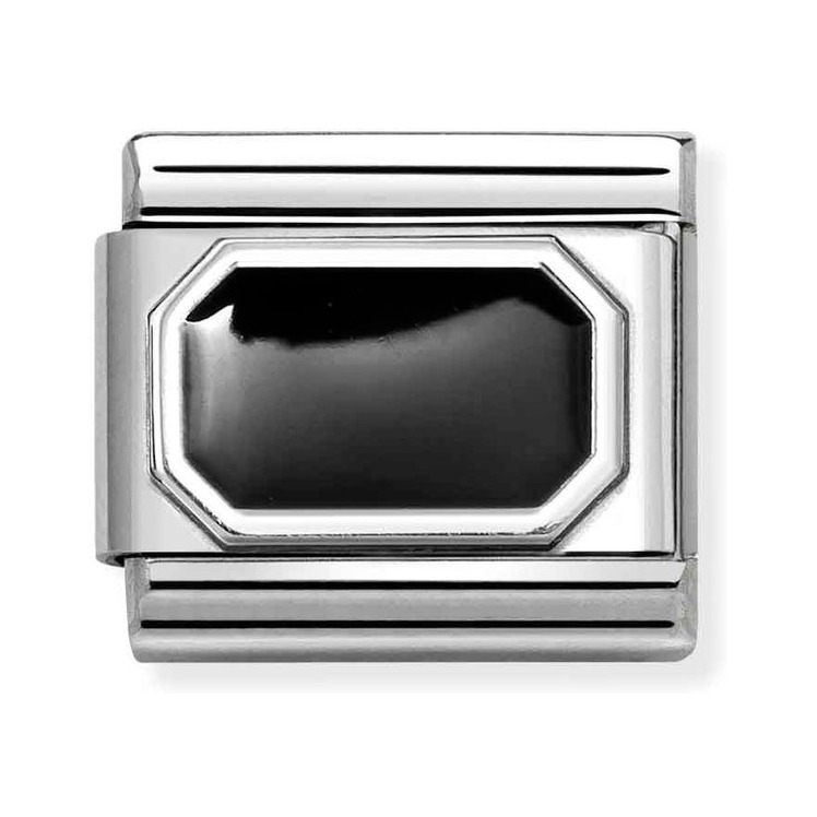Nomination Composable Classic Charm Rechteck schwarz - Edelstahl, Silber 925, Emaille