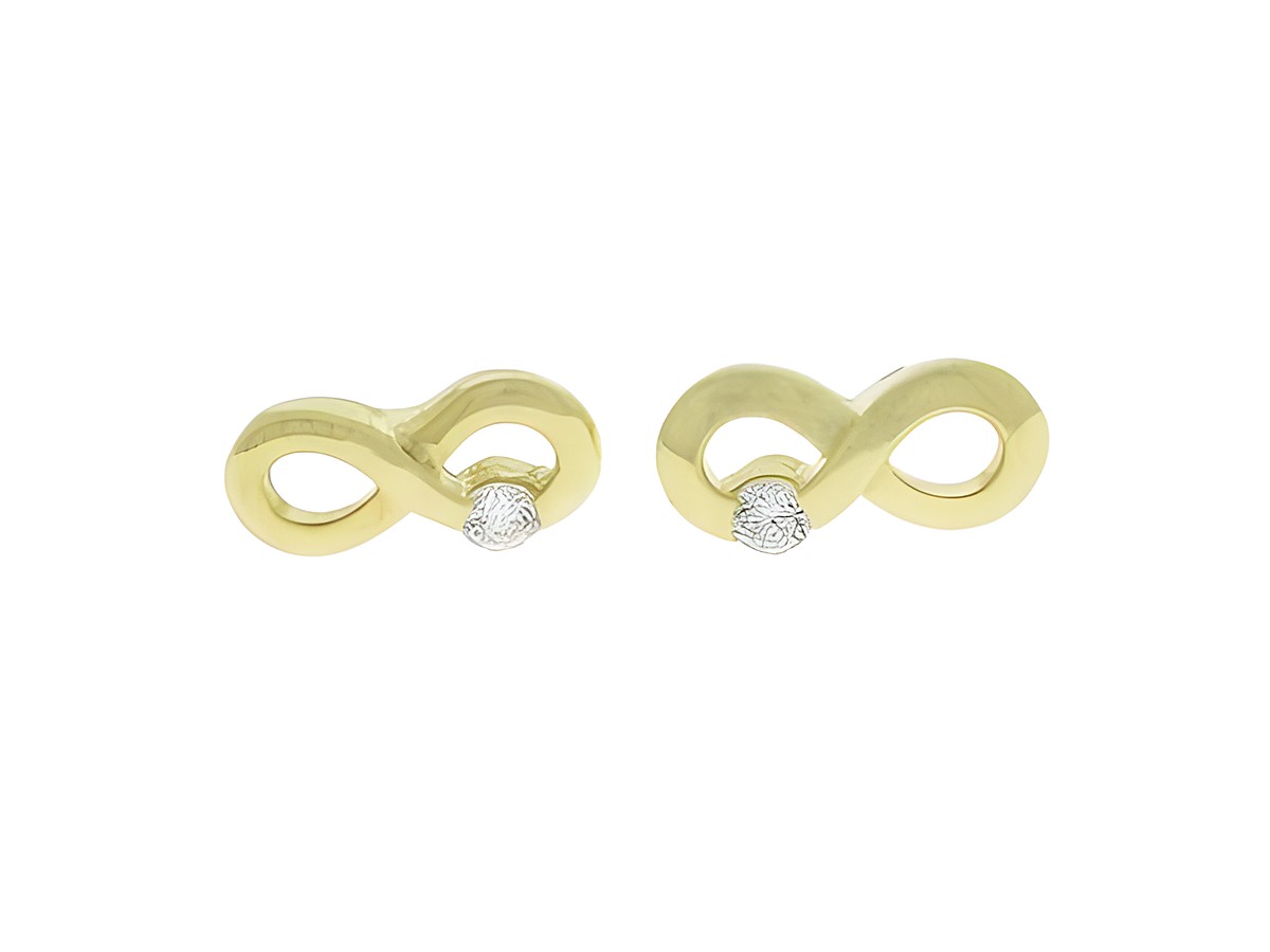 Ohrringe Stecker - Unendlich Zeichen - Silber vergoldet - fein, Hersteller: Juwelier Harnisch, mit Zirkonia. Elegant und zeitlos, perfect für jeden Anlass.