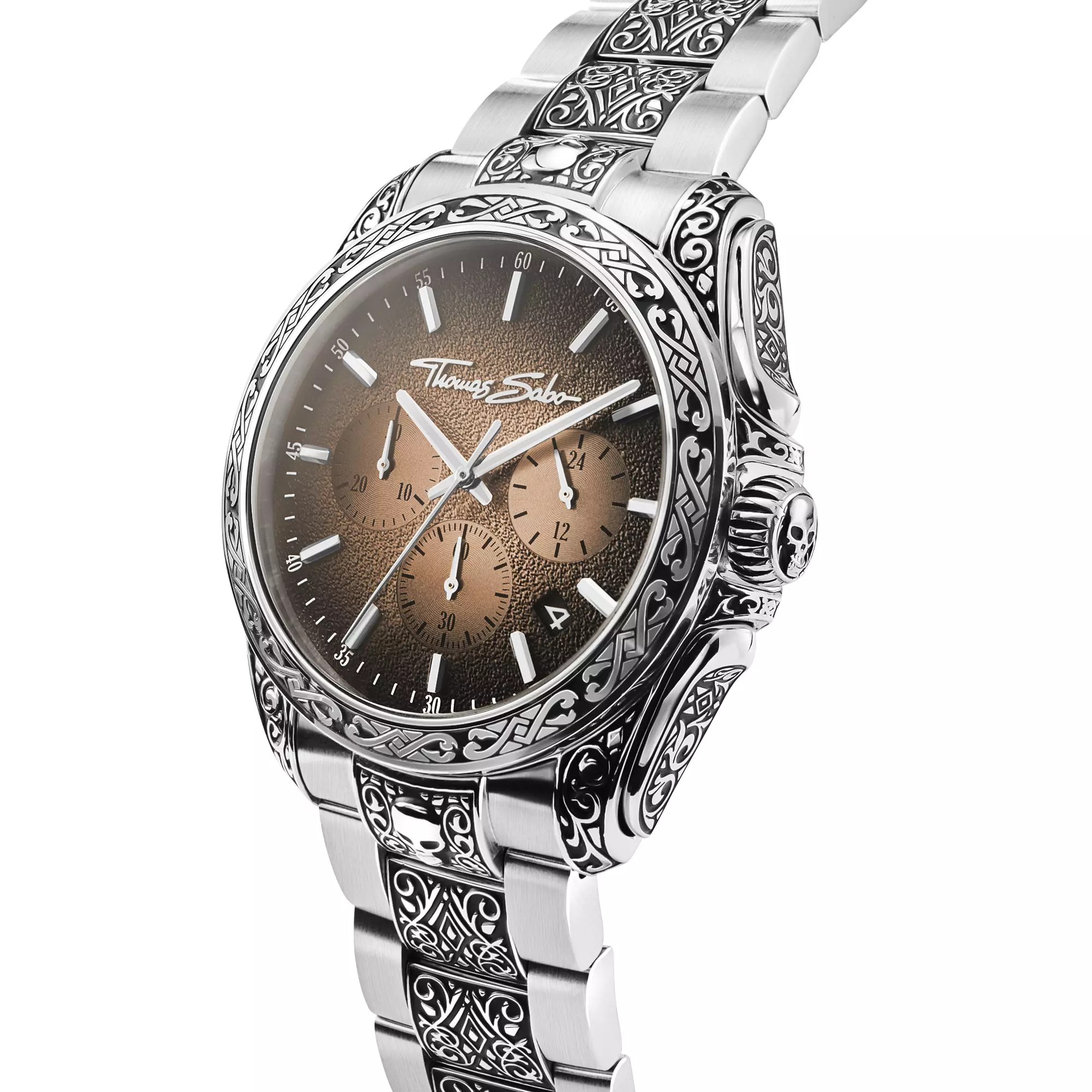 Thomas Sabo Uhr - Rebel at Heart Totenkopf - Ziffernblatt braun – Ansicht 2