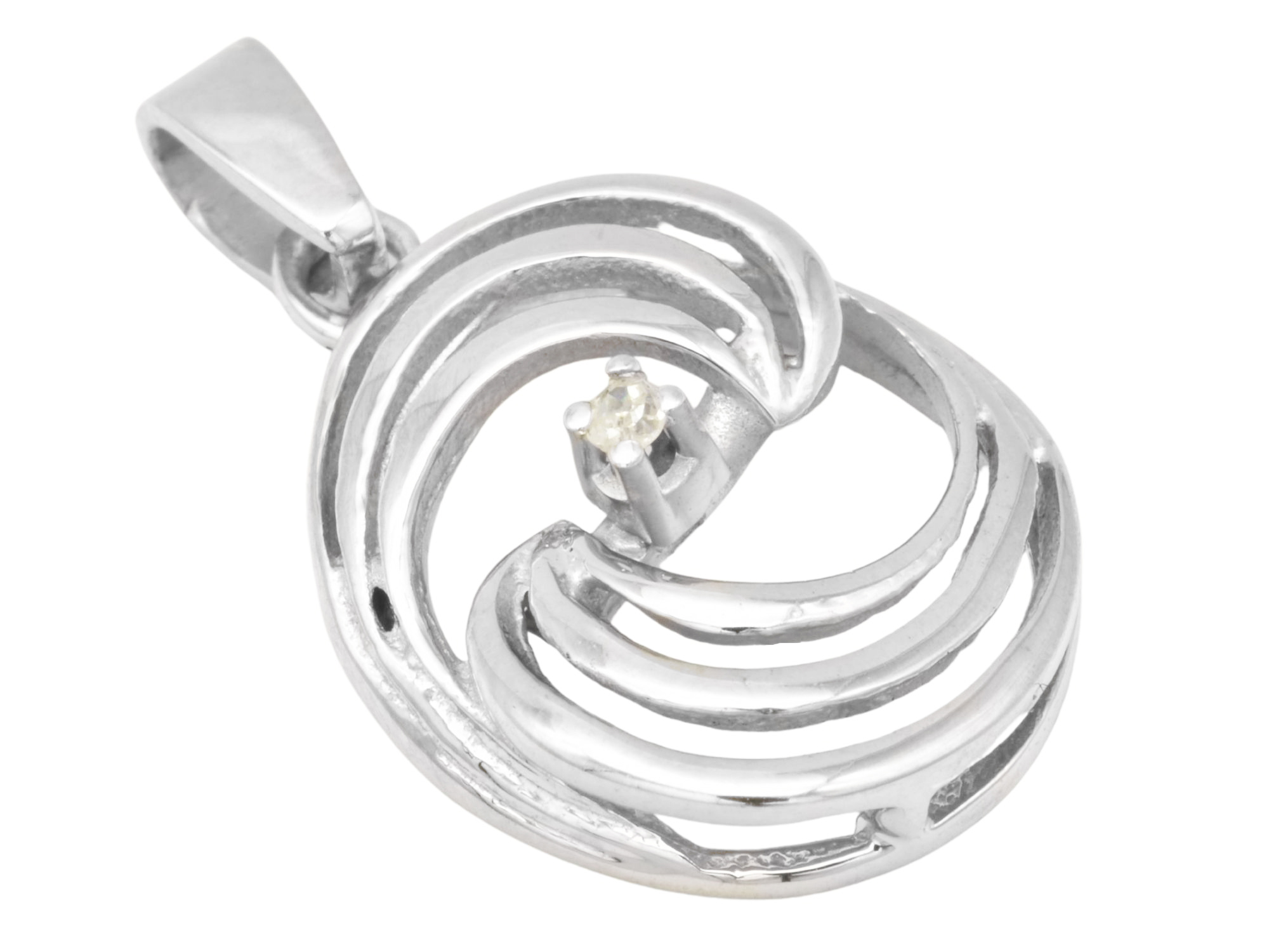 Anhänger Wirbel Diamant - Weißgold poliert - Diamant 0,015 ct Wsi Weiß