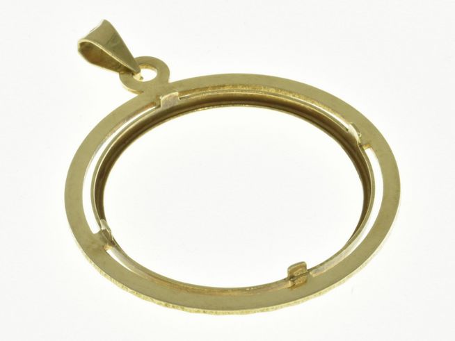 Münzfassung Anhänger aus 585 Gold mit Diamantschliff, Durchmesser max 25,9 mm, hergestellt von Juwelier Harnisch, geeignet für Münzen.