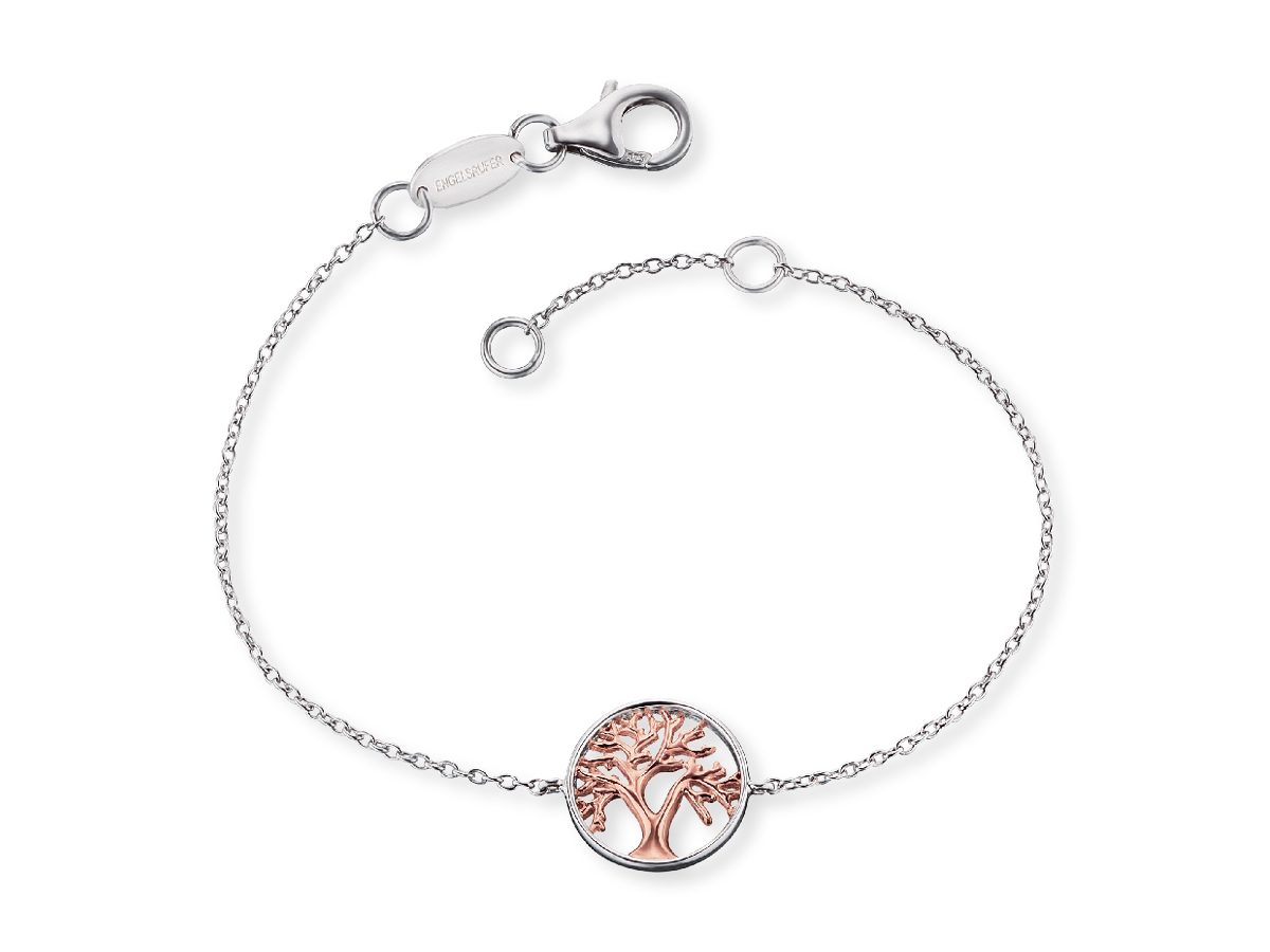 Engelsrufer ERB-LILTREE-BICOR LEBENSBAUM Armband Bicolor - Roségold Verg. auf Silber 17 cm Bicolor Armband aus Roségold und Silber mit einem Lebensbaum-Anhänger in einem kreisförmigen Design, gefertigt von Engelsrufer, Länge 17 cm.