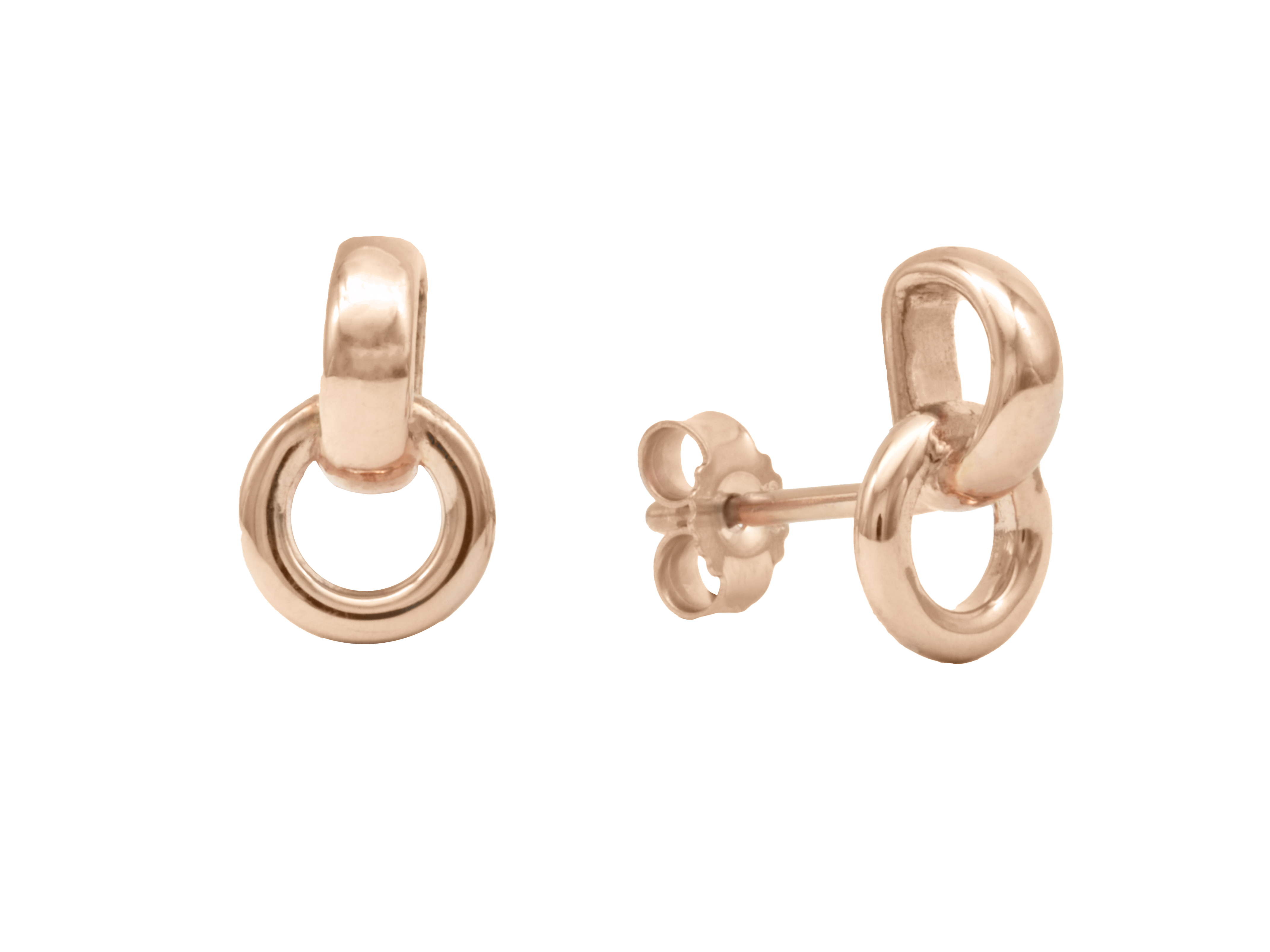 Ohrstecker Abstraktringe aus Sterling Silber 925, rhodiniert und poliert, ohne Stein, hergestellt von Juwelier Harnisch, modernes und elegantes Design.