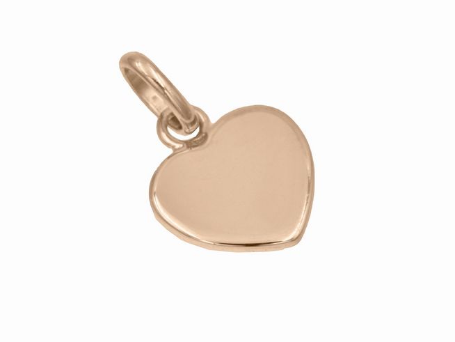 Anhänger Gravurplatte in Herzform aus Sterling Silber, vergoldet in Roségold, polierte Oberfläche, Hersteller Juwelier Harnisch, flacher Stil. Ideal für persönliche Gravuren.