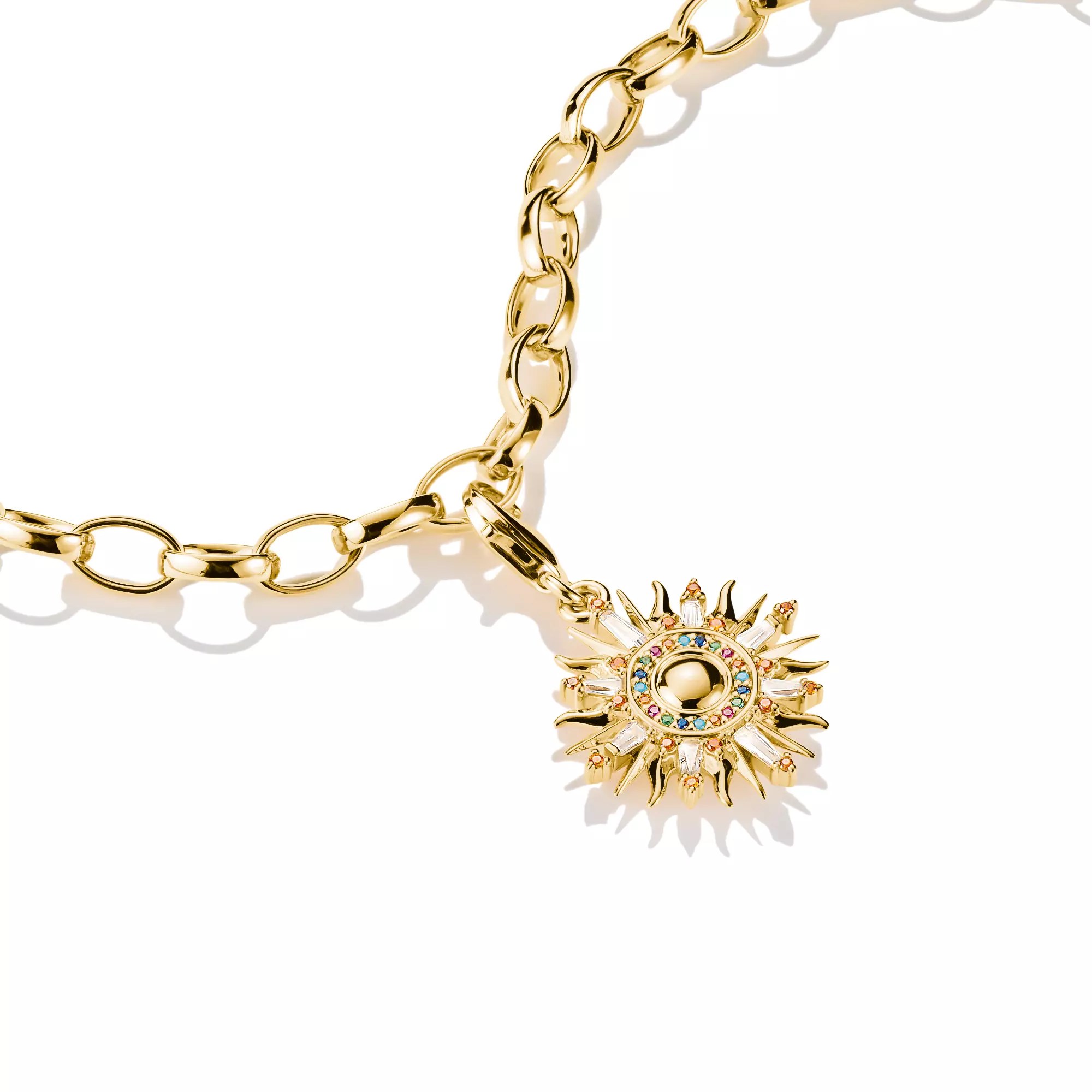 Thomas Sabo Charm-Anhänger - Silber vergoldet Gelbgold + Glas-Keramik Stein - Sonne – Ansicht 2