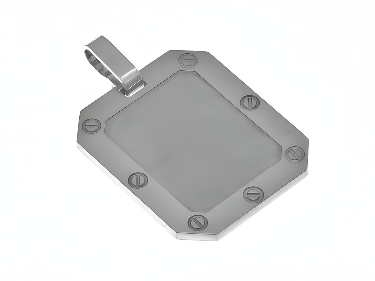 Anhänger Gravuplatte aus Sterling Silber, teilmattiert und schlicht gestaltet, mit ausdrucksstarken Details und einer rechteckigen Form, Hersteller Juwelier Harnisch.