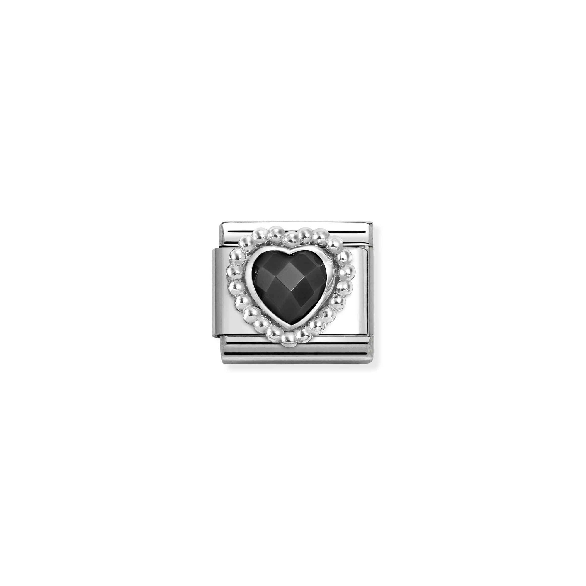Nomination Composable Classic Charm Herz Kugelfassung schwarz - Edelstahl, Sterling Silber, Zirkonia