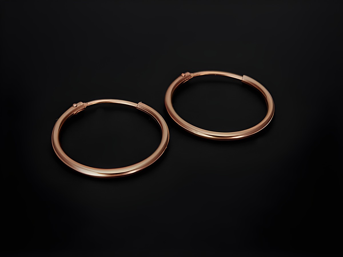 Roségold Creolen 2 cm aus Sterling Silber, roségold vergoldet, mit einem Durchmesser von 25 mm, elegant und modern, ideal für jeden Anlass. Juwelier Harnisch.