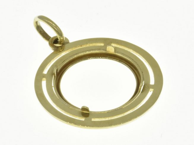 Münzfassung Anhänger mit Doppelrand für maximal 15,7 mm Münzen, aus 585 Gold, gefertigt von Juwelier Harnisch, ideal zum Einsetzen von Münzen.