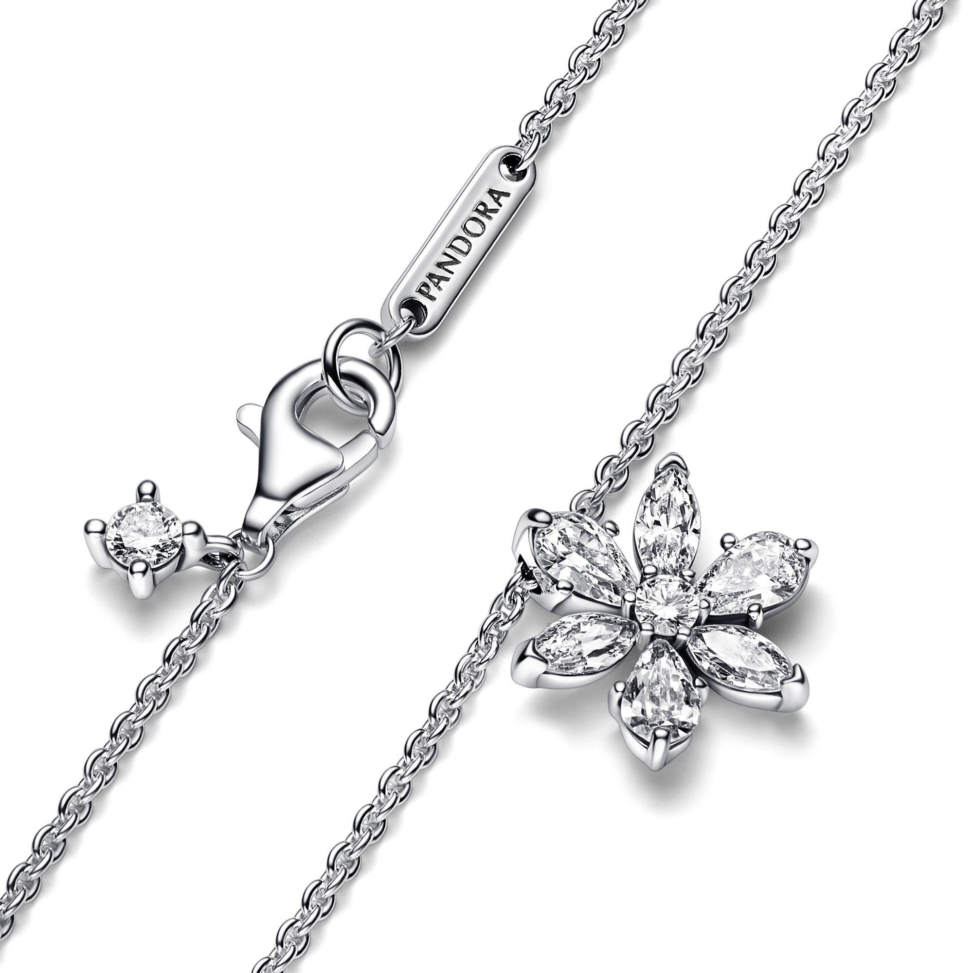 Pandora Kette mit Anhänger - funkelnde Herbarium Cluster Anhänger Halskette - Sterling Silber - Zirkonia - Klar - 45 cm Ansicht 2 – Ansicht 2