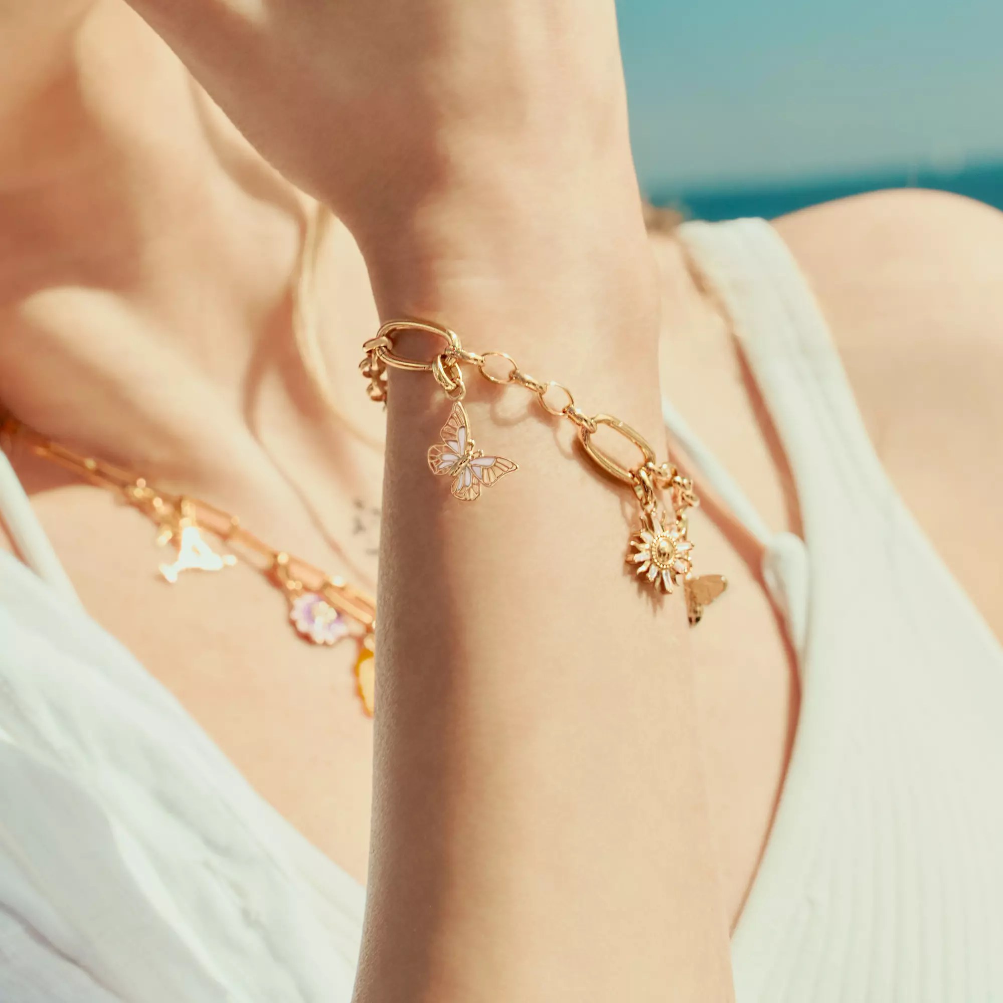 Thomas Sabo Connect - Schmetterling - Charm mit Öse - Silber & Gelbgold Verg. + Kaltemail – Ansicht 3