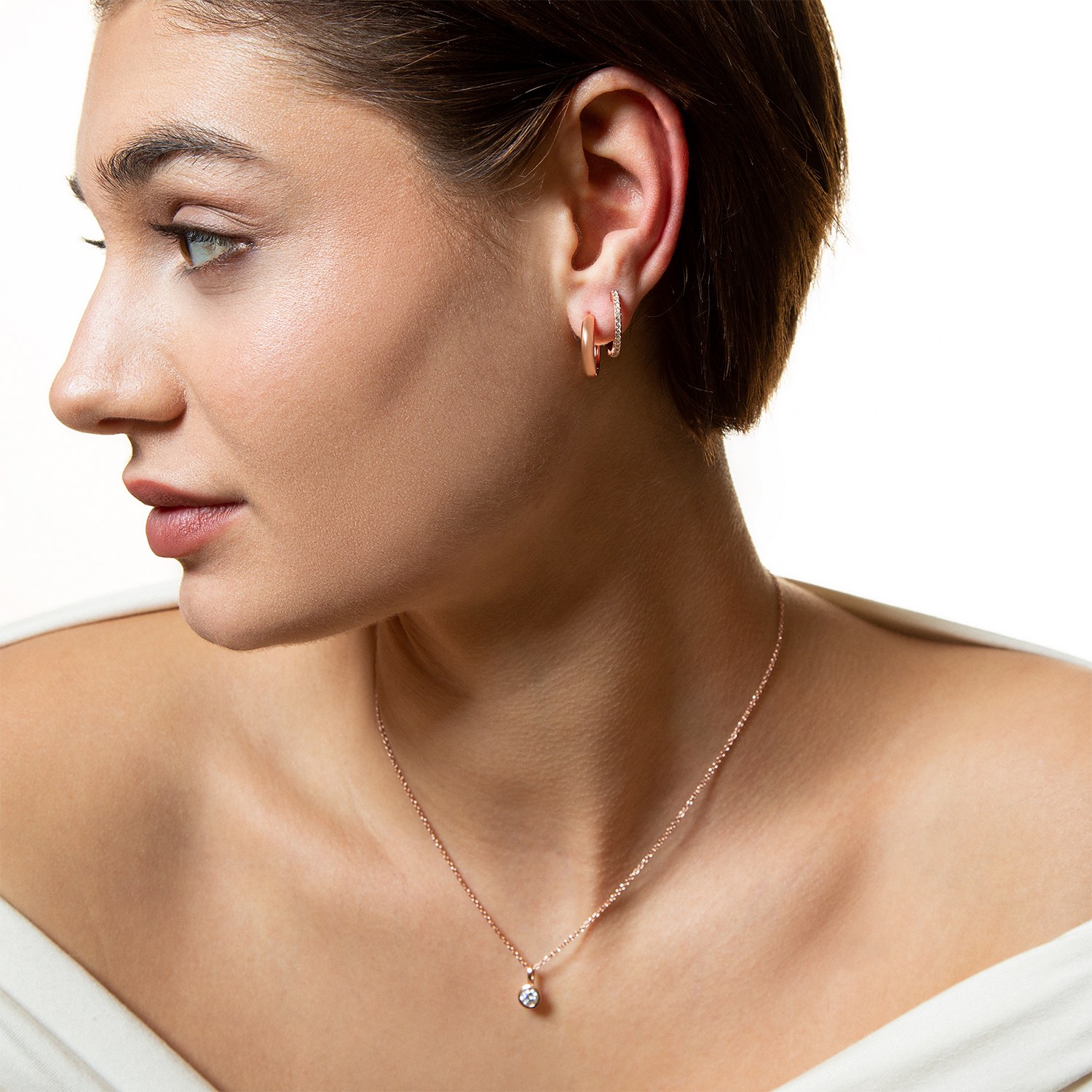XENOX Sterling Silber Ohrringe XS8661R - Creolen - Roségold vergoldet – Ansicht 3