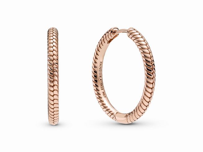 Pandora Rosé 289532C00 Rosé Ohrringe Creolen aus feinem Roségold mit eleganter, geschwungener Oberfläche, ideal für jeden Anlass und stilvolle Akzente im Ohrschmuck.