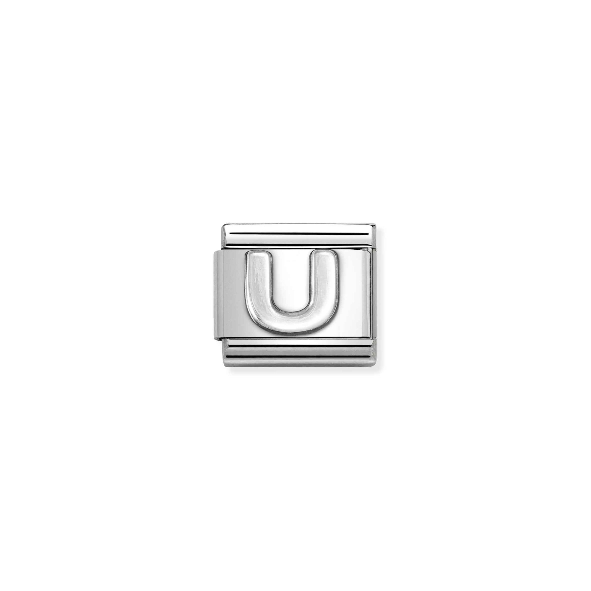 Nomination Composable Classic Charm Buchstabe U - Edelstahl, Sterling Silber oxidiert