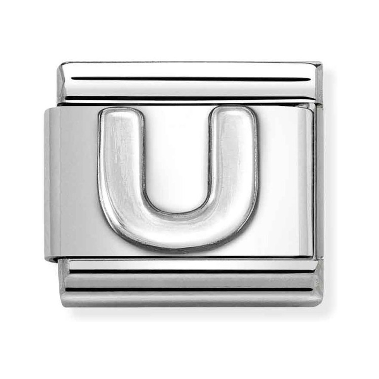 Nomination Composable Classic Charm Buchstabe U - Edelstahl, Sterling Silber oxidiert