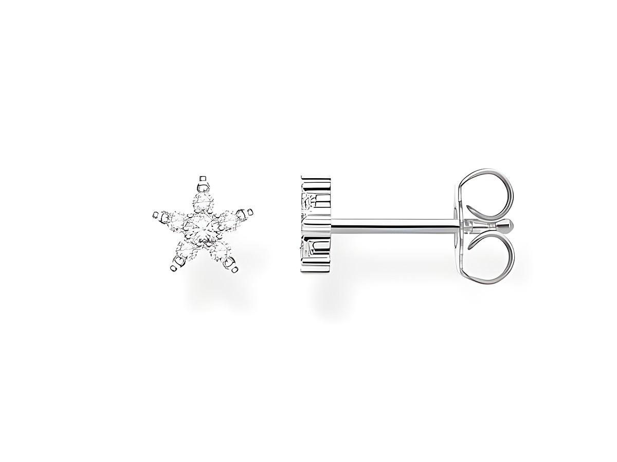 Silberner Ohrstecker in Sternform von Thomas Sabo der Charming Collection mit klarem Zirkonia besetzt, eleganter und funkelnder Ohrschmuck für jeden Anlass.