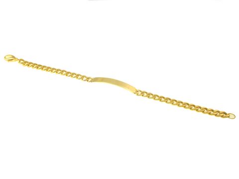 43046-0 Panzer Gold Armband mit Gravurplatte in Gold 585, eine Länge von 21 cm, aus dem Hause Juwelier Harnisch, elegantes Design mit stabiler Gliederkette und ansprechender Gravurfläche.