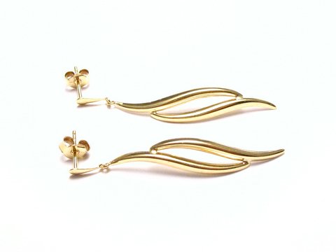 40248-0 Gold Ohrringe 333 mit Wellenmuster, sehr interessant, Hersteller Juwelier Harnisch, Ohrhänger ohne Stein.