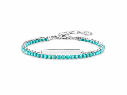 41609974-0 Ein elegantes Thomas Sabo Armband aus Türkis mit einer silbernen Bridge, ideal für einen Handgelenksumfang von 16 bis 19 cm, gefertigt aus hochwertigen Materialien.