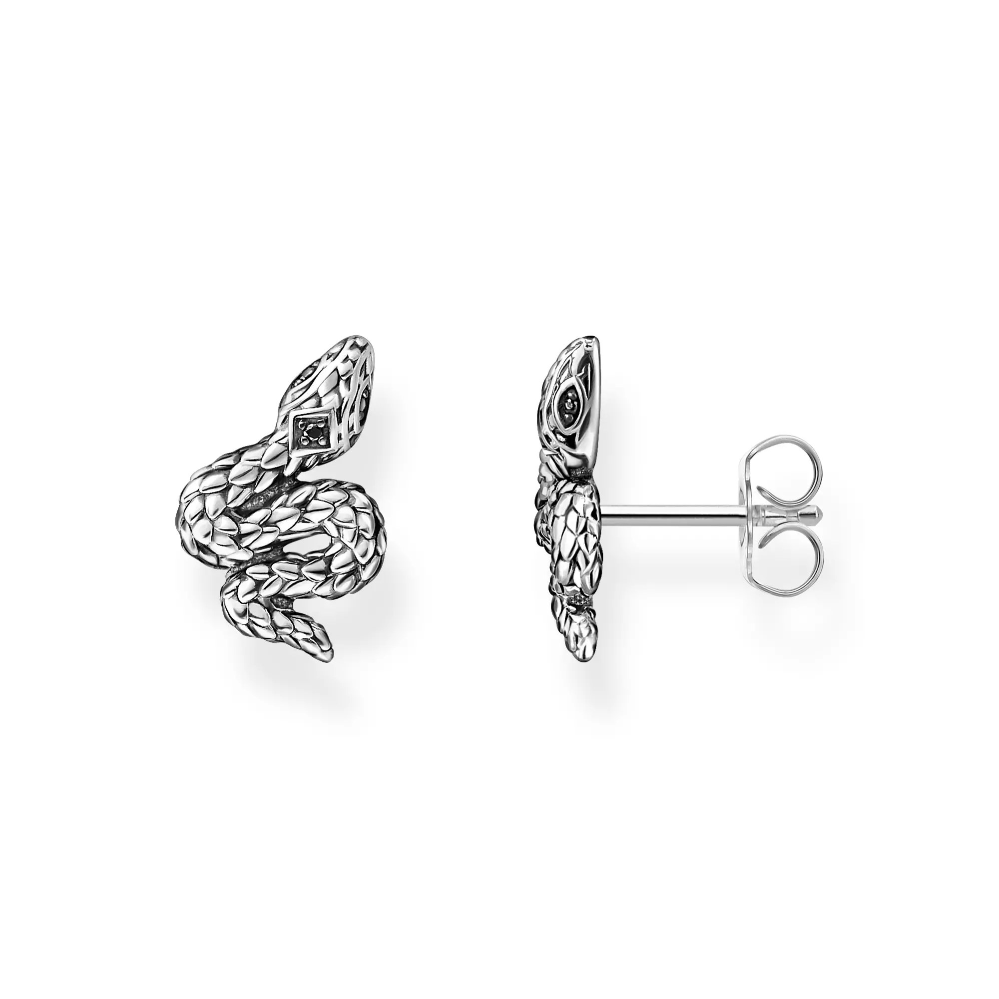 Thomas Sabo Ohrstecker - Sterling Silber - geschwärzt + Zirkonia - Schlange
