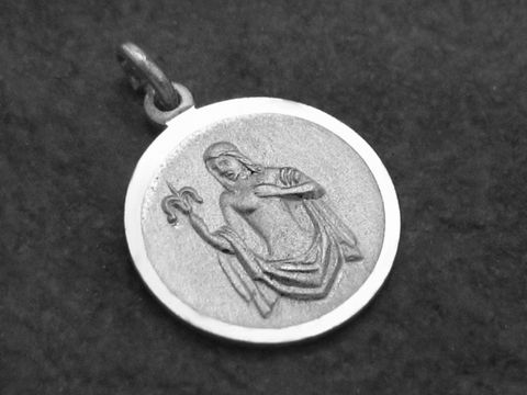 Jungfrau - 925 Sterling Silber Sternzeichen rund mit einer detailreichen Darstellung der Jungfrau, passend als Anhänger oder Schmuckstück, Hersteller Juwelier Harnisch.