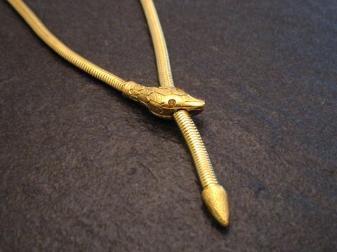 Schlangen Y Kette gut vergoldet 62 cm -City- Gelb von Juwelier Harnisch, mit detailliertem Schlangenkopf und glänzender Oberfläche, elegant und stilvoll, ideal für besondere Anlässe.