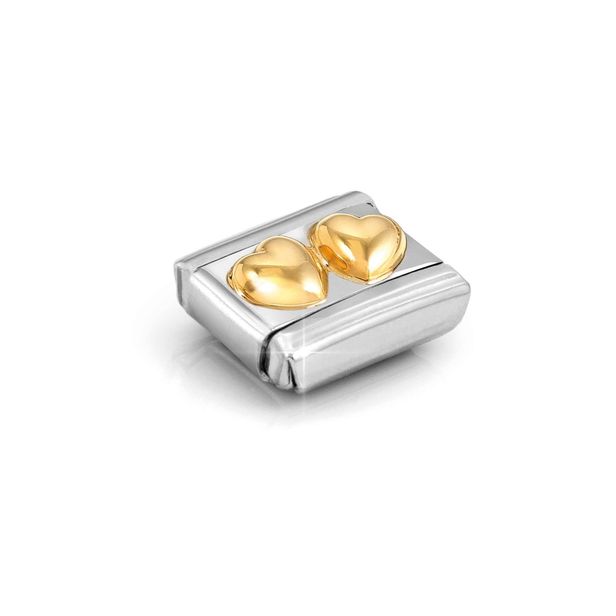 Nomination Composable Classic Charm doppeltes Herz gewölbt - Edelstahl, Gold 750 Gelbgold, Zirkonia – Ansicht 4