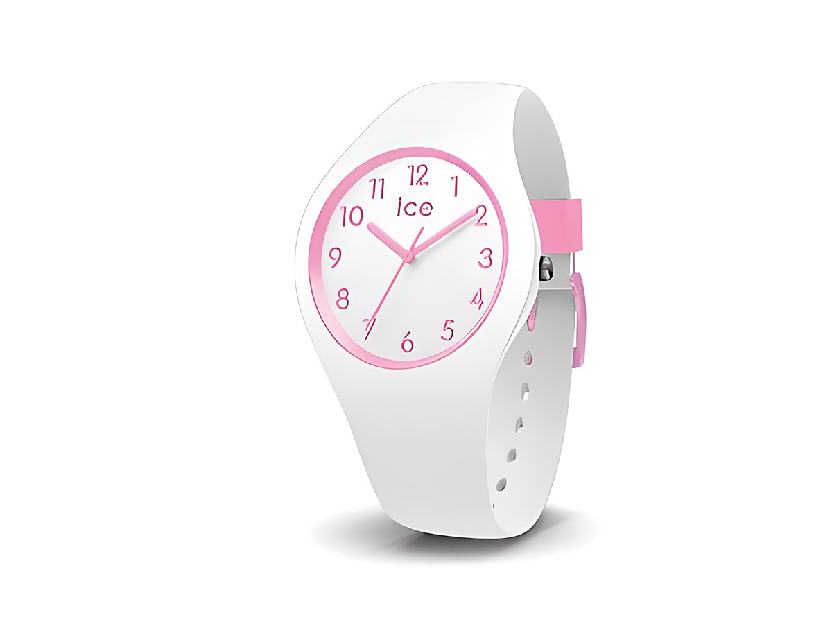 ICE ola kids Candy white Extra Small 015349 in Weiß mit pinken Akzenten und Ziffern, eine sportliche Kinderuhr von Ice watch, ideal für den täglichen Gebrauch.