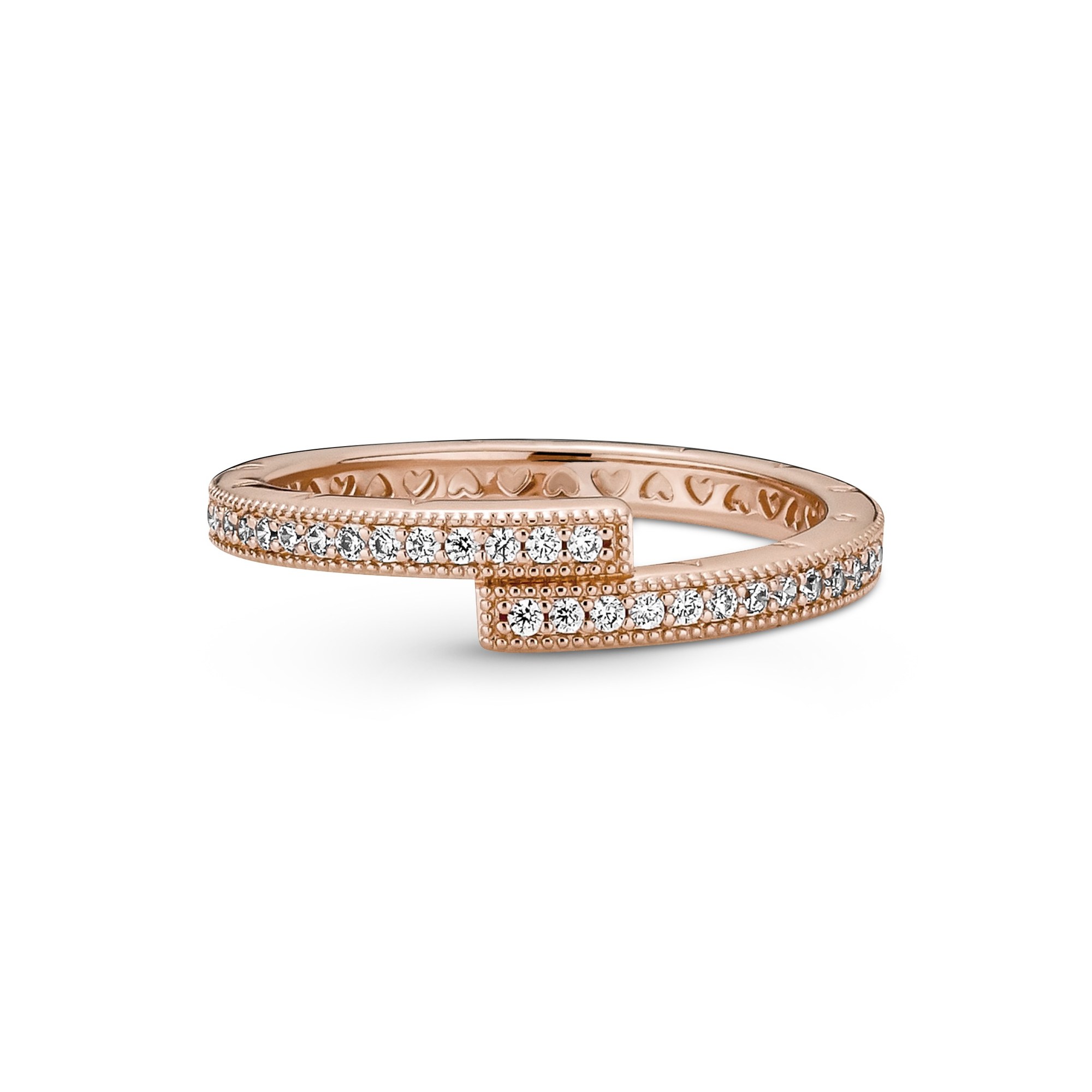 Pandora Rosé Funkelnder überlappender Ring - Zirkonia Ansicht 2 – Ansicht 2