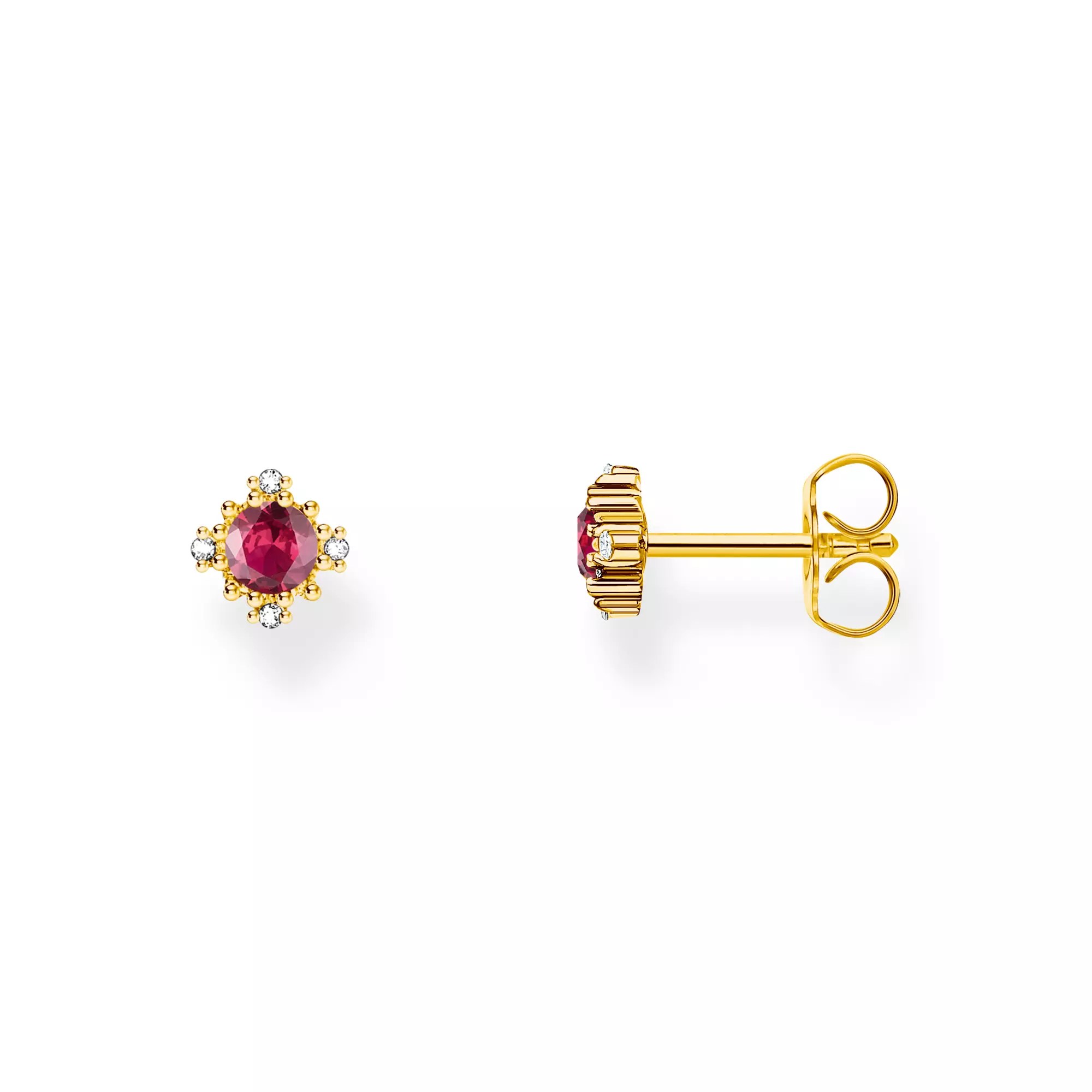 Thomas Sabo True Romance Ohrstecker - rot - Silber + 750er Vergoldung + Lab Grown Saphir – Ansicht 2