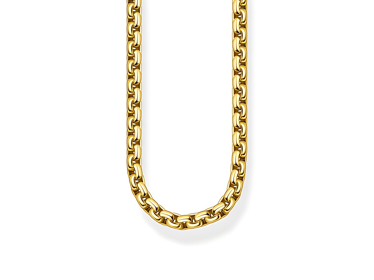 Silber vergoldete Kette von Thomas Sabo, Modell KE1110-413-39-L60, 60 cm lang, ohne Anhänger, glänzendes Gelbgold-Finish, elegantes und zeitloses Design.