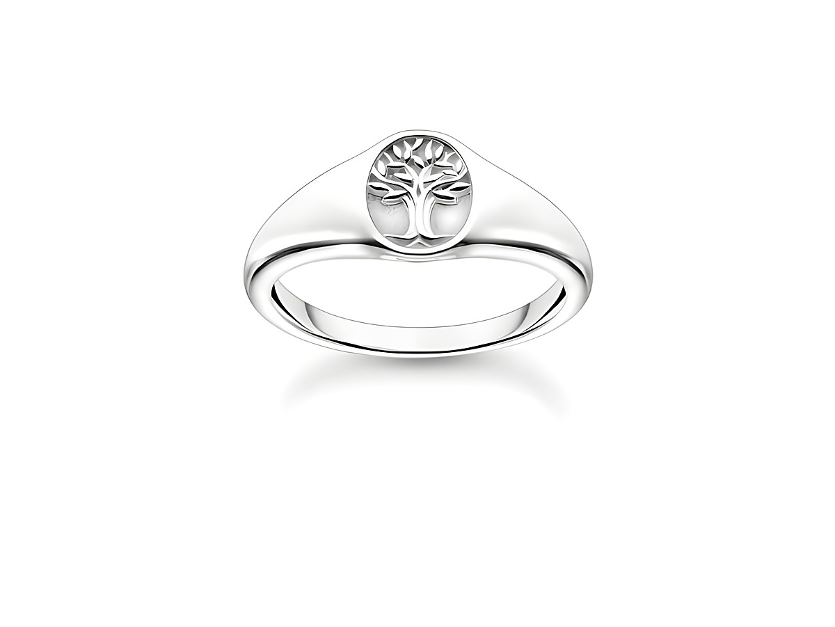 Thomas Sabo Charming Ring Lebensbaum in Silber, Gr. 60, mit einem filigranen Baum-Motiv auf der Ringfläche, elegant und zeitlos im Design, hochwertiges Sterling Silber.