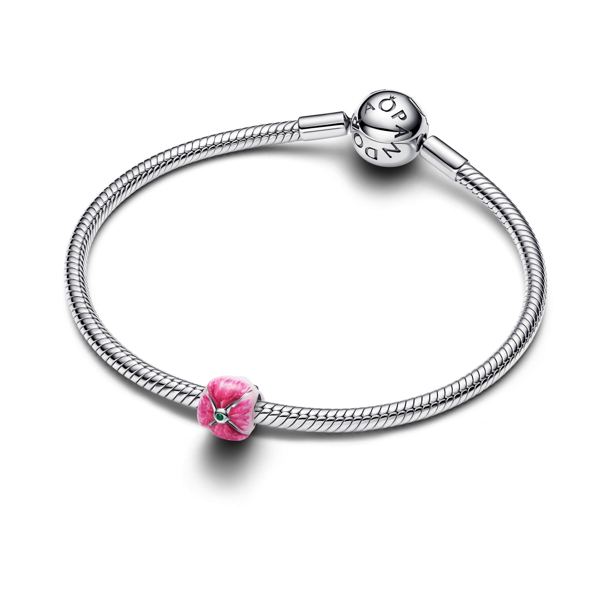Pandora Rosafarbene Tulpe - Charm - Silber & Gelbgold Vergoldung - Emaille - Kristall – Ansicht 2