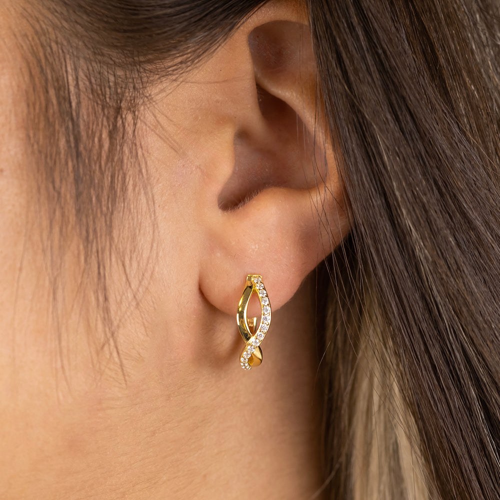 Engelsrufer PARADISE Creole - mit Zirkonia Gelbgold vergoldet auf Silber 16,5 mm – Ansicht 3