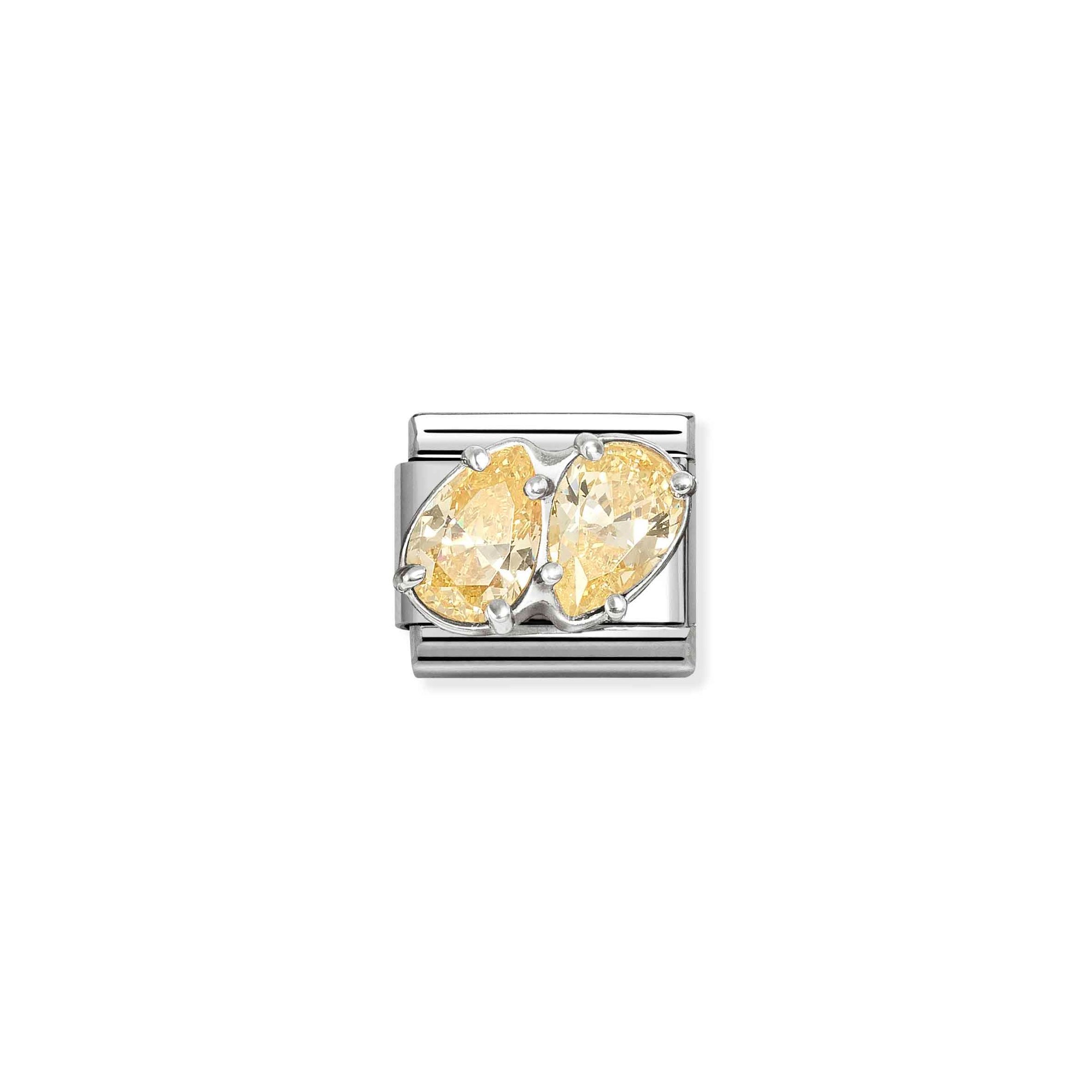 Nomination Classic Sterling Silber charm - 2 Tropfen - Zirkonia - Gelb – Ansicht 2