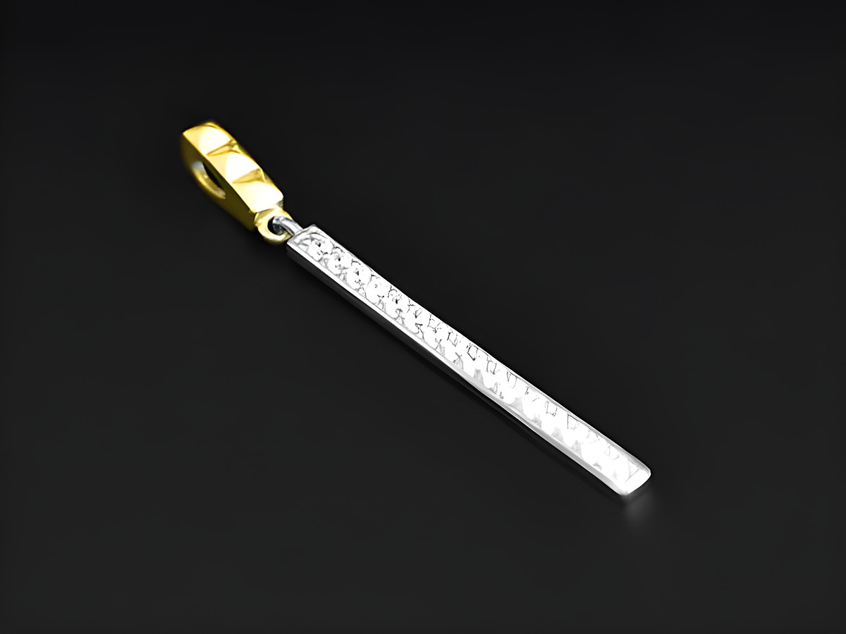 Silber Anhänger im Stäbchen Design mit funkelndem Zirkonia-Besatz, rhodiniert, Hersteller Juwelier Harnisch, besonderes Design, elegant und zeitlos.