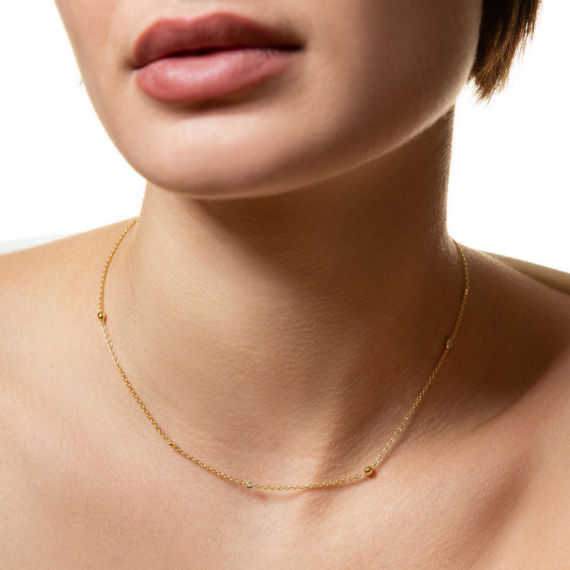XENOX Sterling Silber Kette XS3829G - 40-45 cm - ZARGE GOLD - Gelbgold vergoldet Karreekette – Ansicht 2