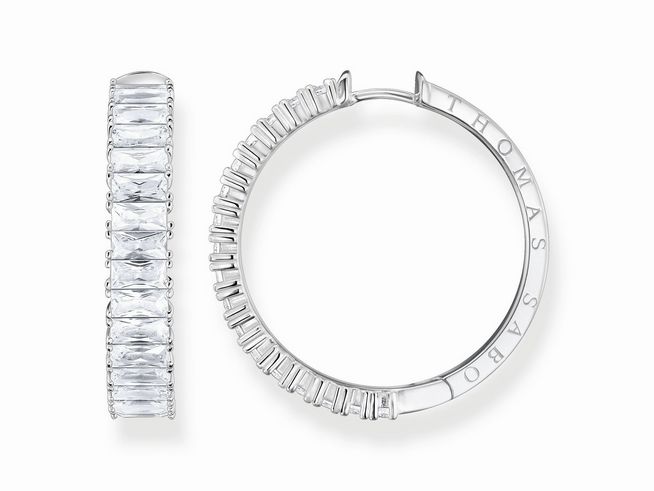 Thomas Sabo Creole 1 Stück CR683-051-14 aus Sterling Silber mit Zirkonia, elegante und funkelnde Creole, die sowohl modern als auch zeitlos ist, ideal für jedes Outfit.