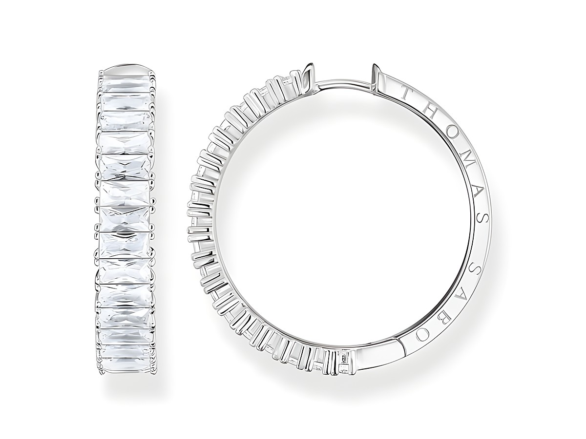 Thomas Sabo Creole 1 Stück CR683-051-14 aus Sterling Silber mit Zirkonia, elegante und funkelnde Creole, die sowohl modern als auch zeitlos ist, ideal für jedes Outfit.