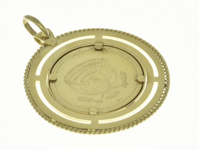 Münzfassung Anhänger aus 585 Gold mit Kordel und Platz für Münzen mit einem Durchmesser von bis zu 20,4 mm, hergestellt von Juwelier Harnisch.