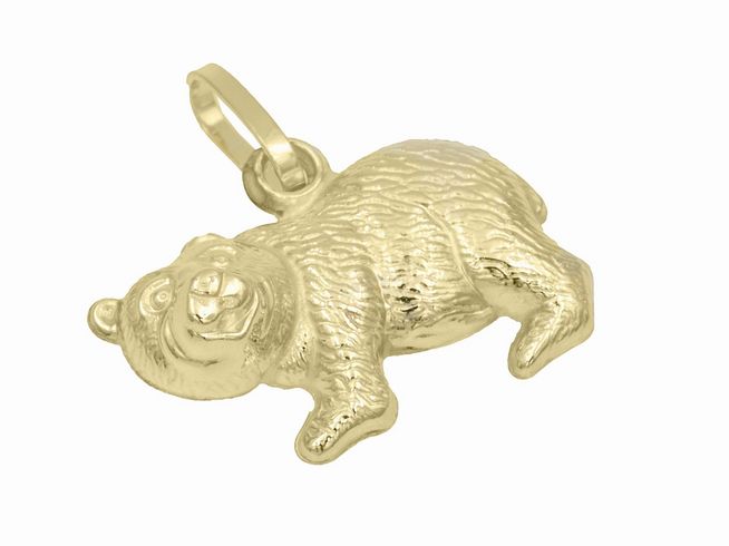 Anhänger Bär aus 750 Gelbgold, poliert, detailgetreu gestaltet mit einem glänzenden Finish, ideal als Schmuckstück für Tierliebhaber. Hersteller: Juwelier Harnisch.
