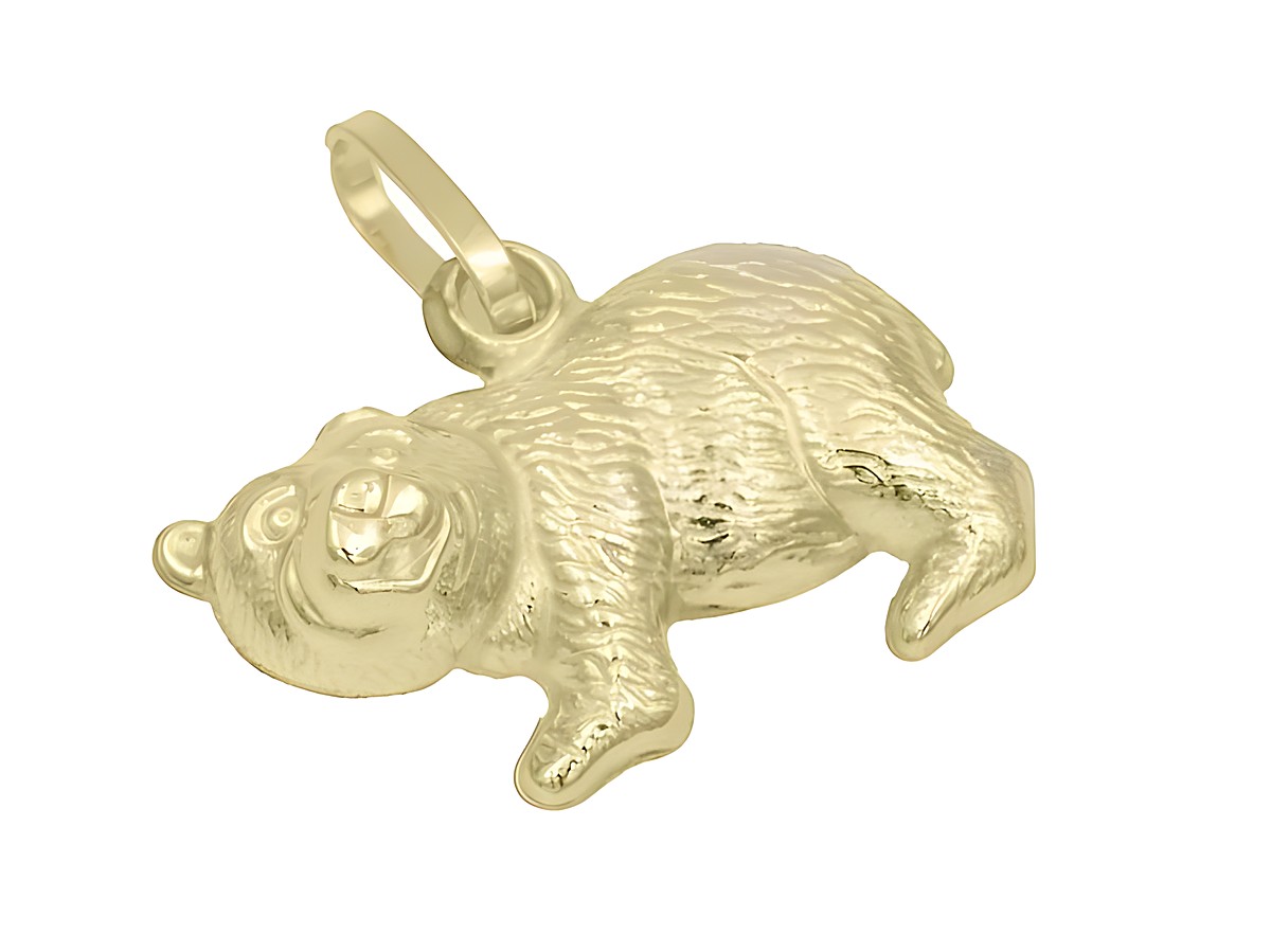 Anhänger Bär aus 750 Gelbgold, poliert, detailgetreu gestaltet mit einem glänzenden Finish, ideal als Schmuckstück für Tierliebhaber. Hersteller: Juwelier Harnisch.