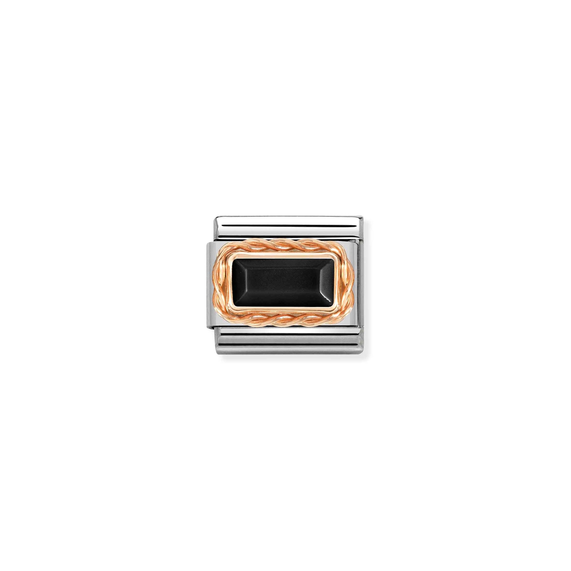 Nomination Composable Classic Charm Kordel Achat schwarz - Edelstahl, Gold 375 Roségold