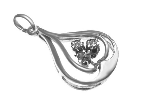 Design Diamant Gold 585 Anhänger Weißgold mit funkelnden Diamanten und Brillianten von Juwelier Harnisch, elegant und stilvoll in Tropfenform.